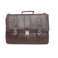 Berkley Top Flap Briefcase w/ Long Shoulder Strap - Expresso Dark Brown